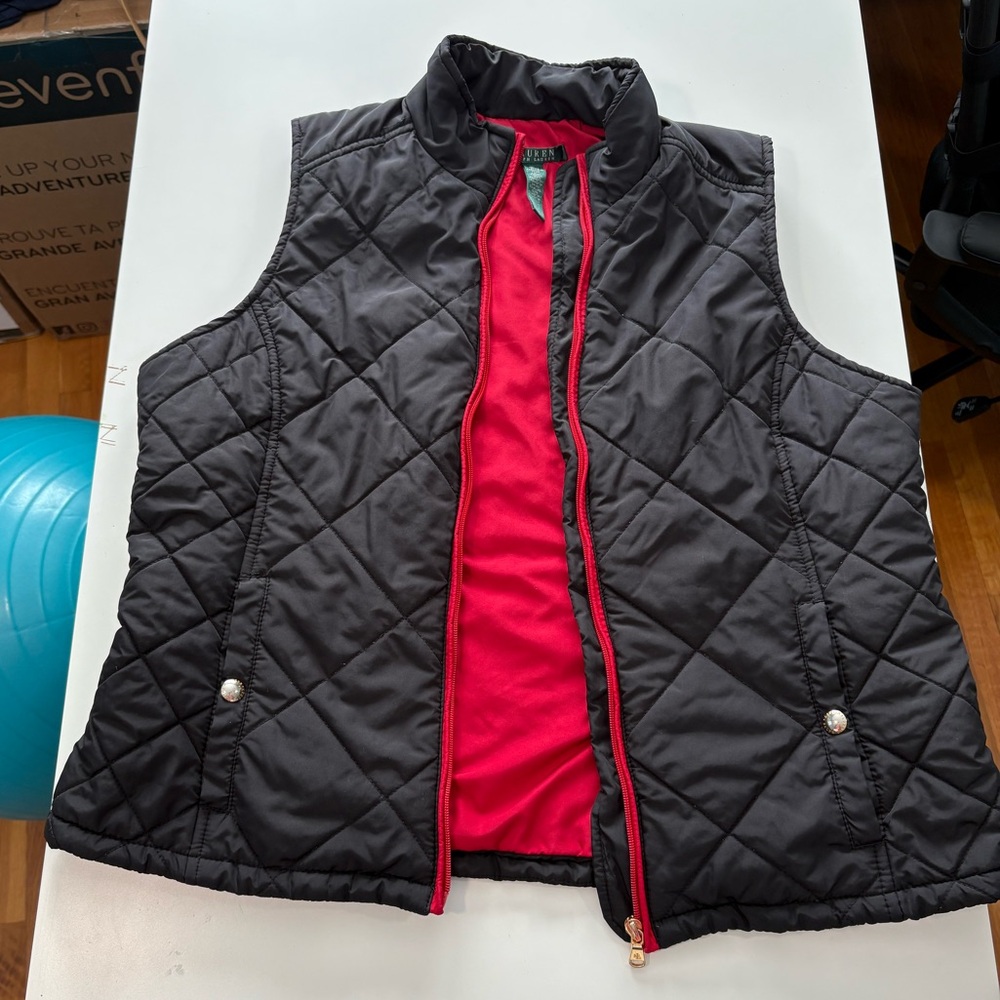 Lauren Ralph Lauren Black Vest with Red Interior